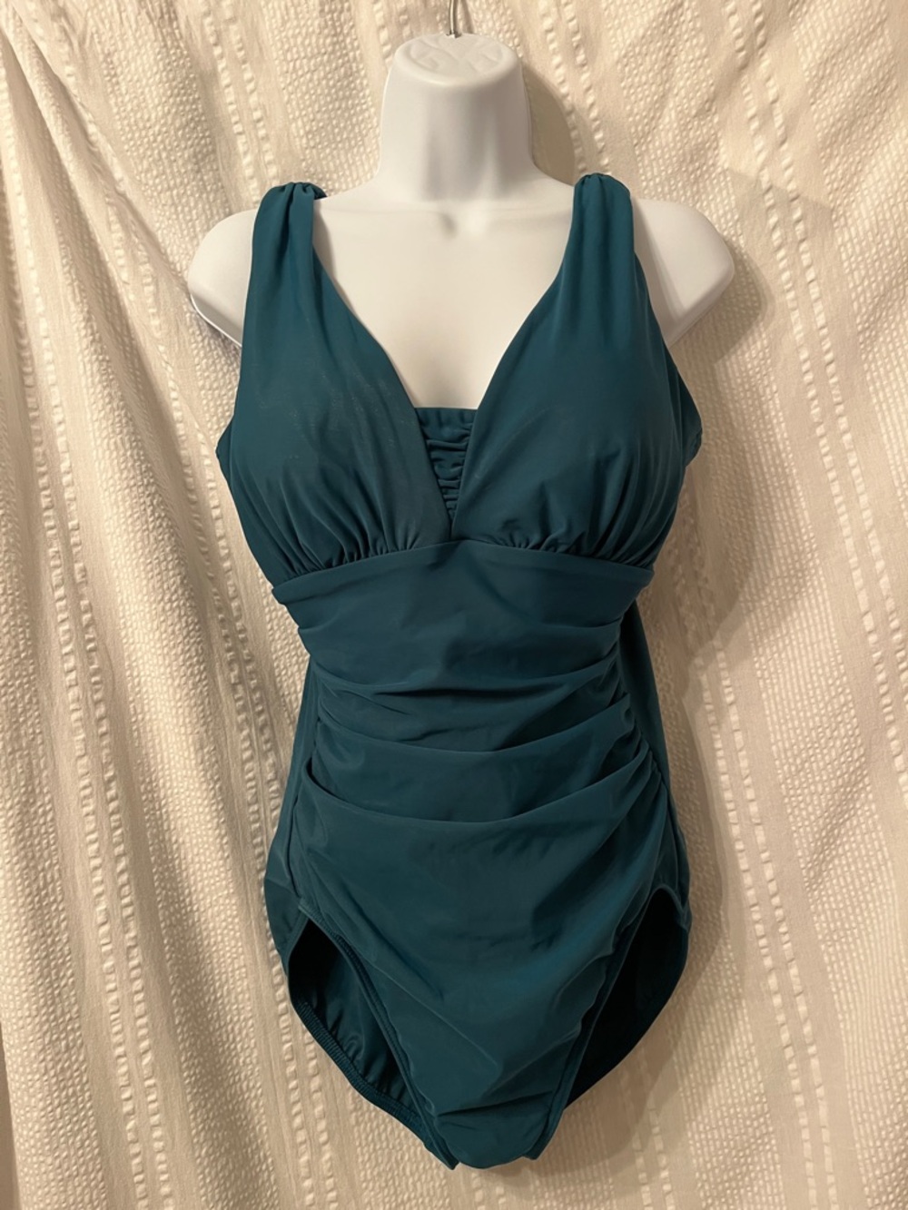 New Lands' End Teal Green One-Piece Swimsuit size 12L 12 Long